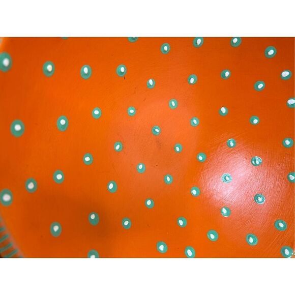Wooden Orange Hand Painted Decorative 11.5" Bowl - Painted in Africa - Picture 3 of 5